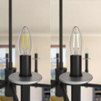 60W Replacement B10 White Filament Switchable White Medium E26 Base Dimmable LED Light Bulb (3-Pack)