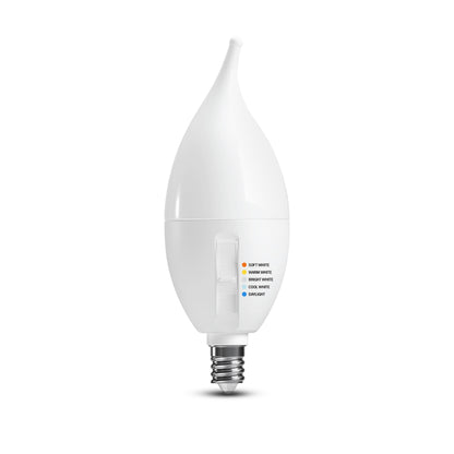 60W Replacement BA10 Dusk to Dawn Switchable White Candelabra E12 Base Non-Dimmable LED Light Bulb (2-Pack)