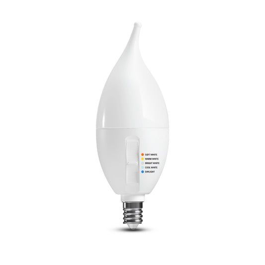 60W Replacement BA10 Dusk to Dawn Switchable White Candelabra E12 Base Non-Dimmable LED Light Bulb (2-Pack)