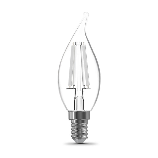 60W Replacement BA10 White Filament Bright White Candelabra E12 Base Dimmable LED Light Bulb (3-Pack)