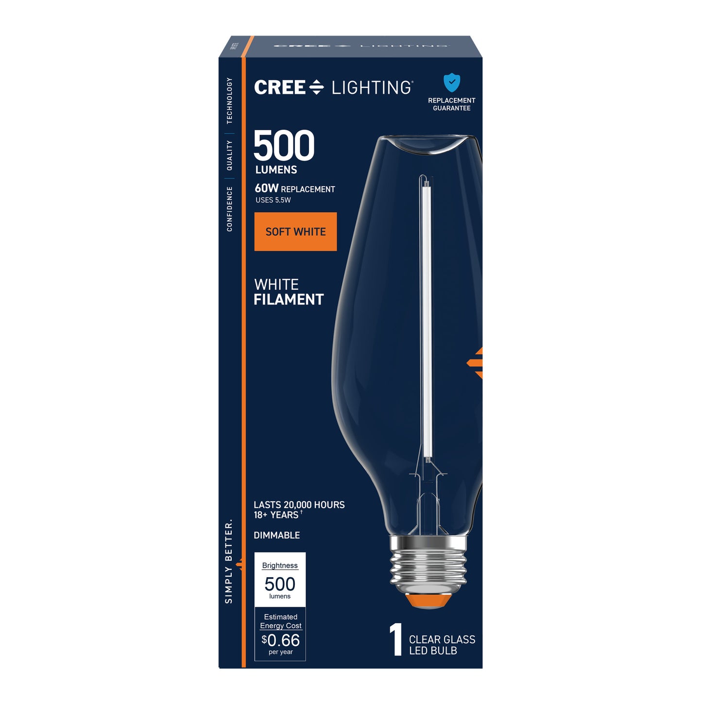 60W Replacement Bottle White Filament Soft White Medium E26 Base Dimmable LED Light Bulb