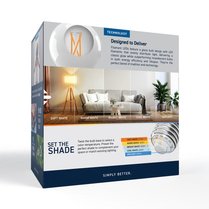 60W Replacement G25 Switchable White Medium E26 Base Dimmable LED Light Bulb (2-Pack)