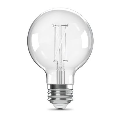 60W Replacement G25 White Filament Switchable White Medium E26 Base Dimmable LED Light Bulb (2-Pack)