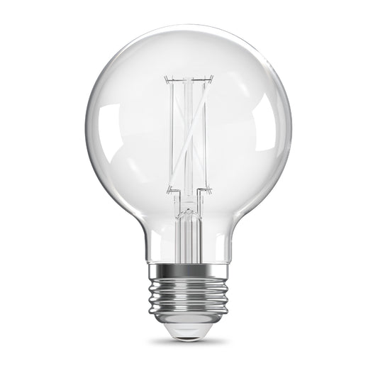 60W Replacement G25 White Filament Switchable White Medium E26 Base Dimmable LED Light Bulb (2-Pack)