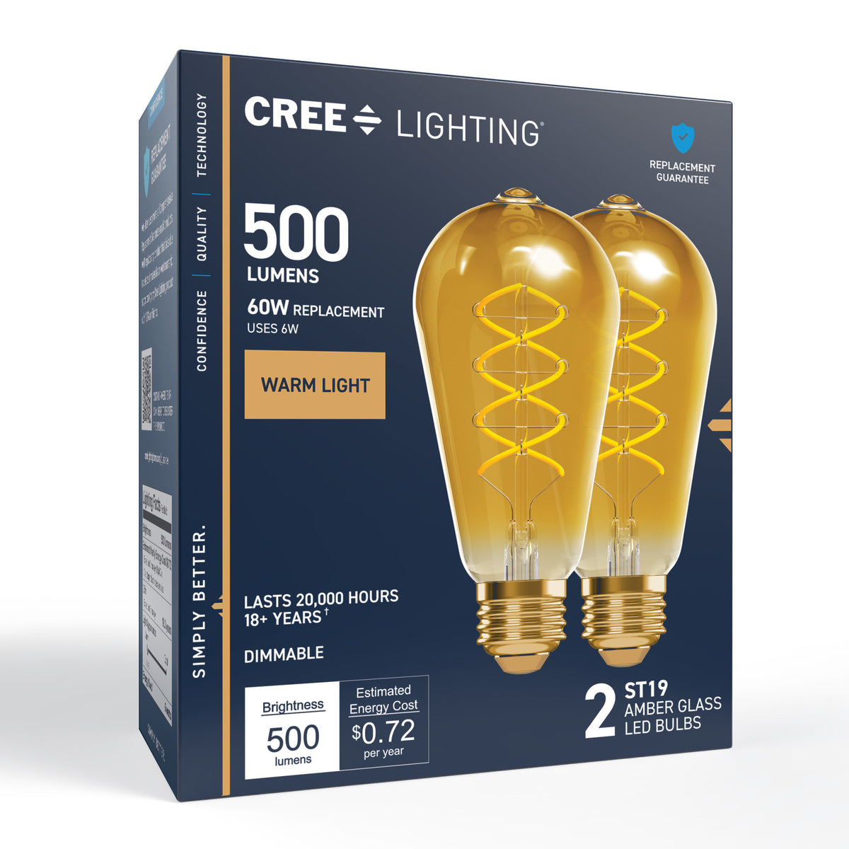 60W Replacement ST19 Vintage Flexible Filament Warm Light Medium E26 Base Dimmable LED Light Bulb (2-Pack)