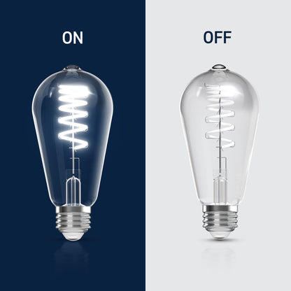 60W Replacement ST19 White Filament Switchable White Medium E26 Base Dimmable LED Light Bulb (2-Pack)