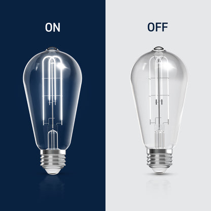 60W Replacement ST19 White Filament Switchable White Medium E26 Base Dimmable LED Light Bulb (2-Pack)