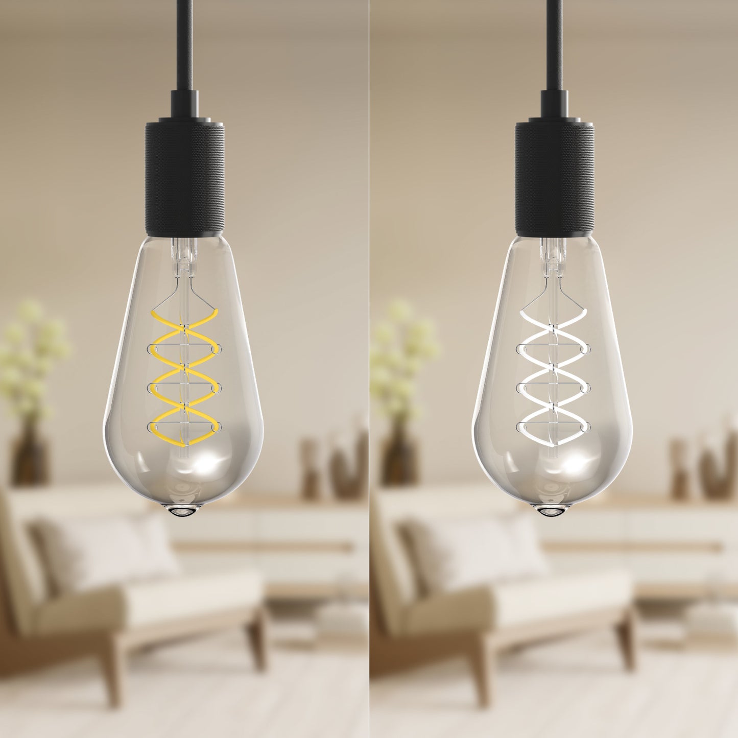 60W Replacement ST19 White Filament Soft White Medium E26 Base Dimmable LED Light Bulb (2-Pack)