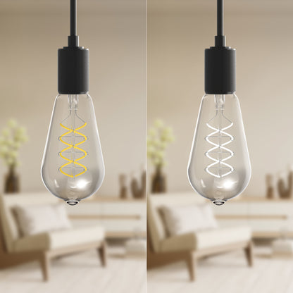 60W Replacement ST19 White Filament Soft White Medium E26 Base Dimmable LED Light Bulb (2-Pack)
