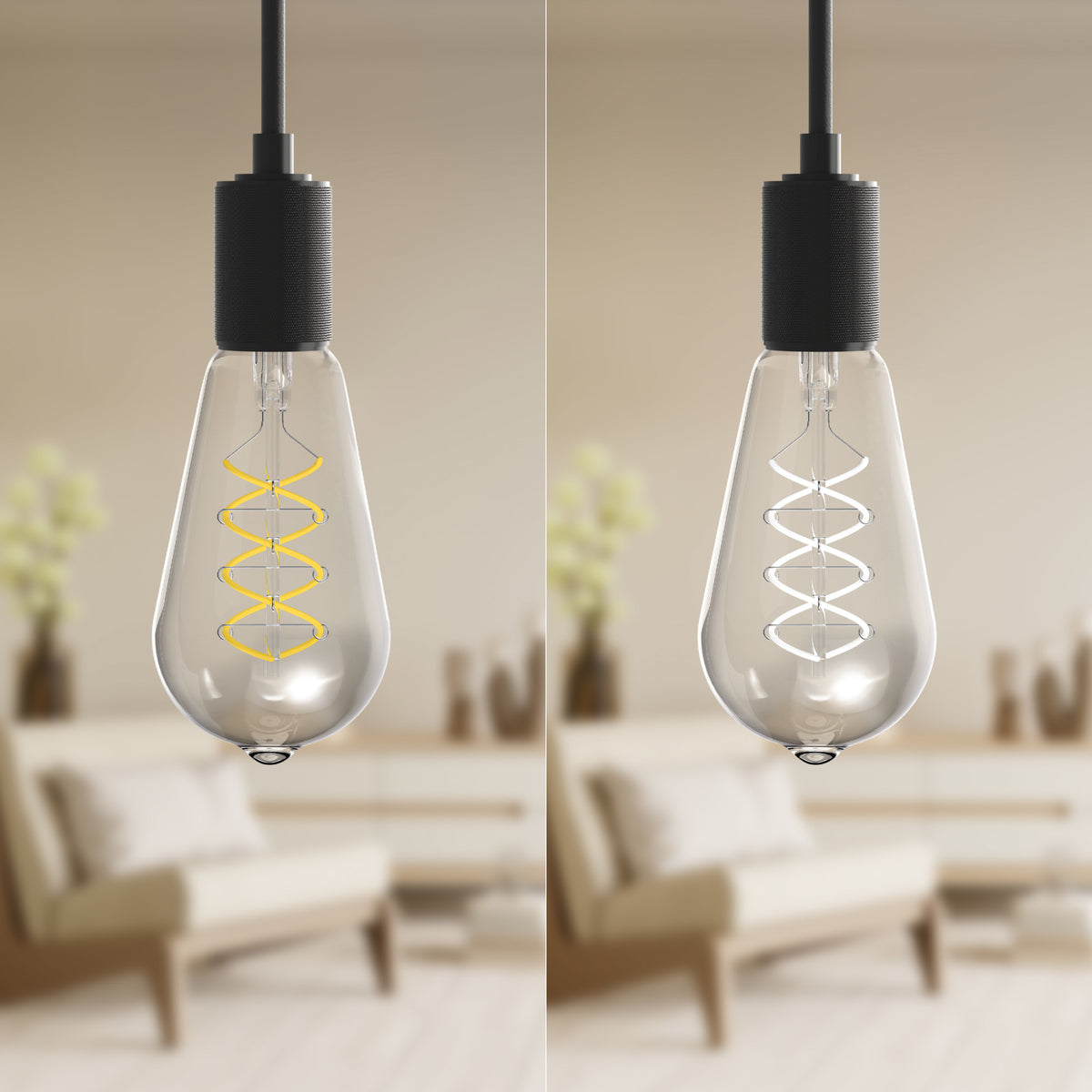 60W Replacement ST19 White Filament Soft White Medium E26 Base Dimmable LED Light Bulb (2-Pack)