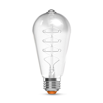 60W Replacement ST19 White Filament Soft White Medium E26 Base Dimmable LED Light Bulb (2-Pack)