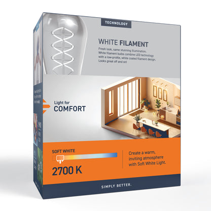 60W Replacement ST19 White Filament Soft White Medium E26 Base Dimmable LED Light Bulb (2-Pack)