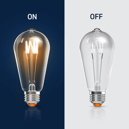 60W Replacement ST19 White Filament Soft White Medium E26 Base Dimmable LED Light Bulb (2-Pack)