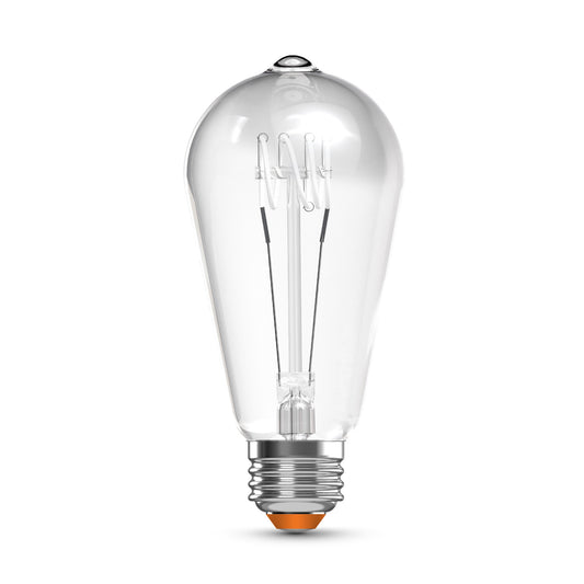 60W Replacement ST19 White Filament Soft White Medium E26 Base Dimmable LED Light Bulb (2-Pack)