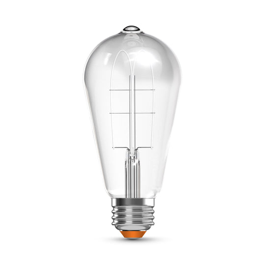 60W Replacement ST19 White Filament Soft White Medium E26 Base Dimmable LED Light Bulb (2-Pack)
