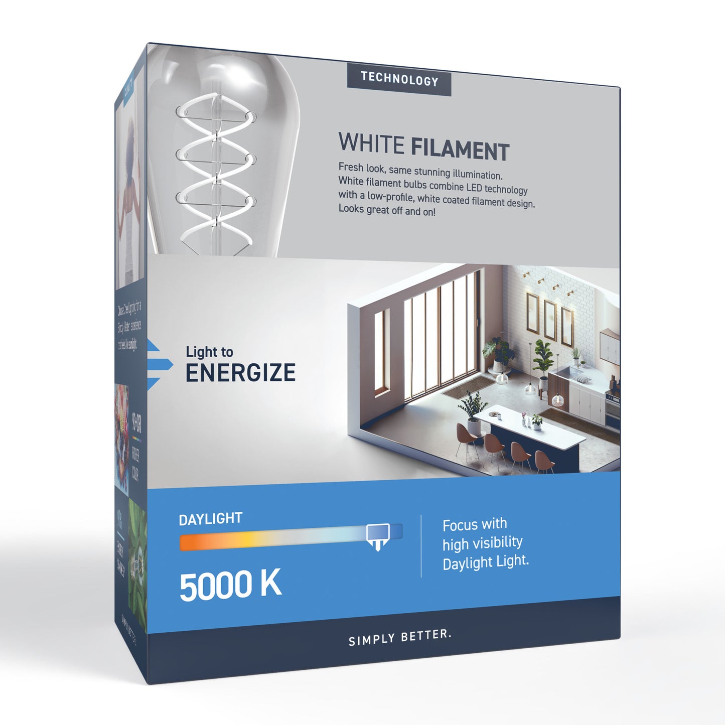 60W Replacement ST19 White Filament Daylight Medium E26 Base Dimmable LED Light Bulb (2-Pack)