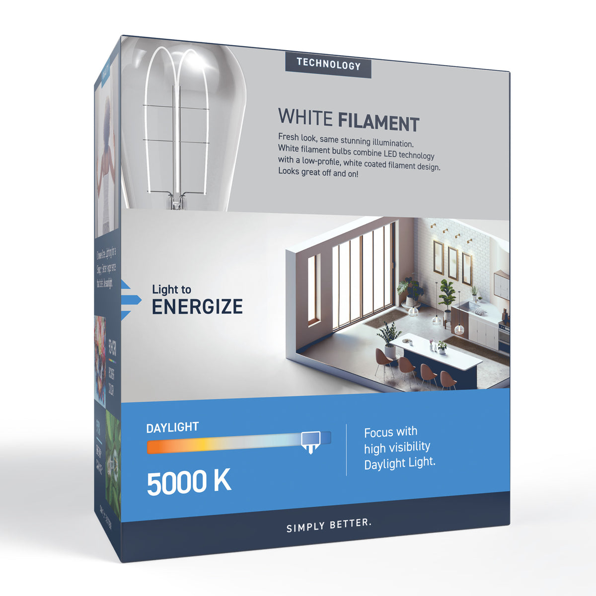 60W Replacement ST19 White Filament Daylight Medium E26 Base Dimmable LED Light Bulb (2-Pack)