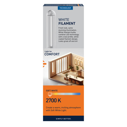 60W Replacement T10 White Filament Soft White Medium E26 Base Dimmable LED Light Bulb (2-Pack)