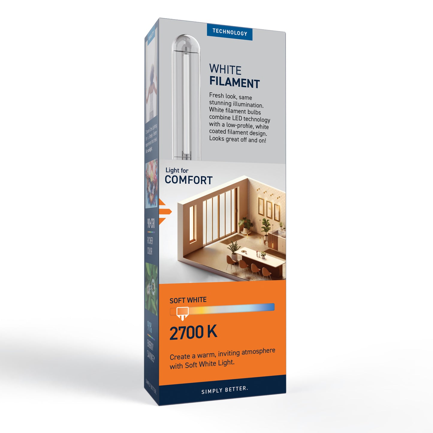 60W Replacement T10 White Filament Soft White Medium E26 Base Dimmable LED Light Bulb (2-Pack)