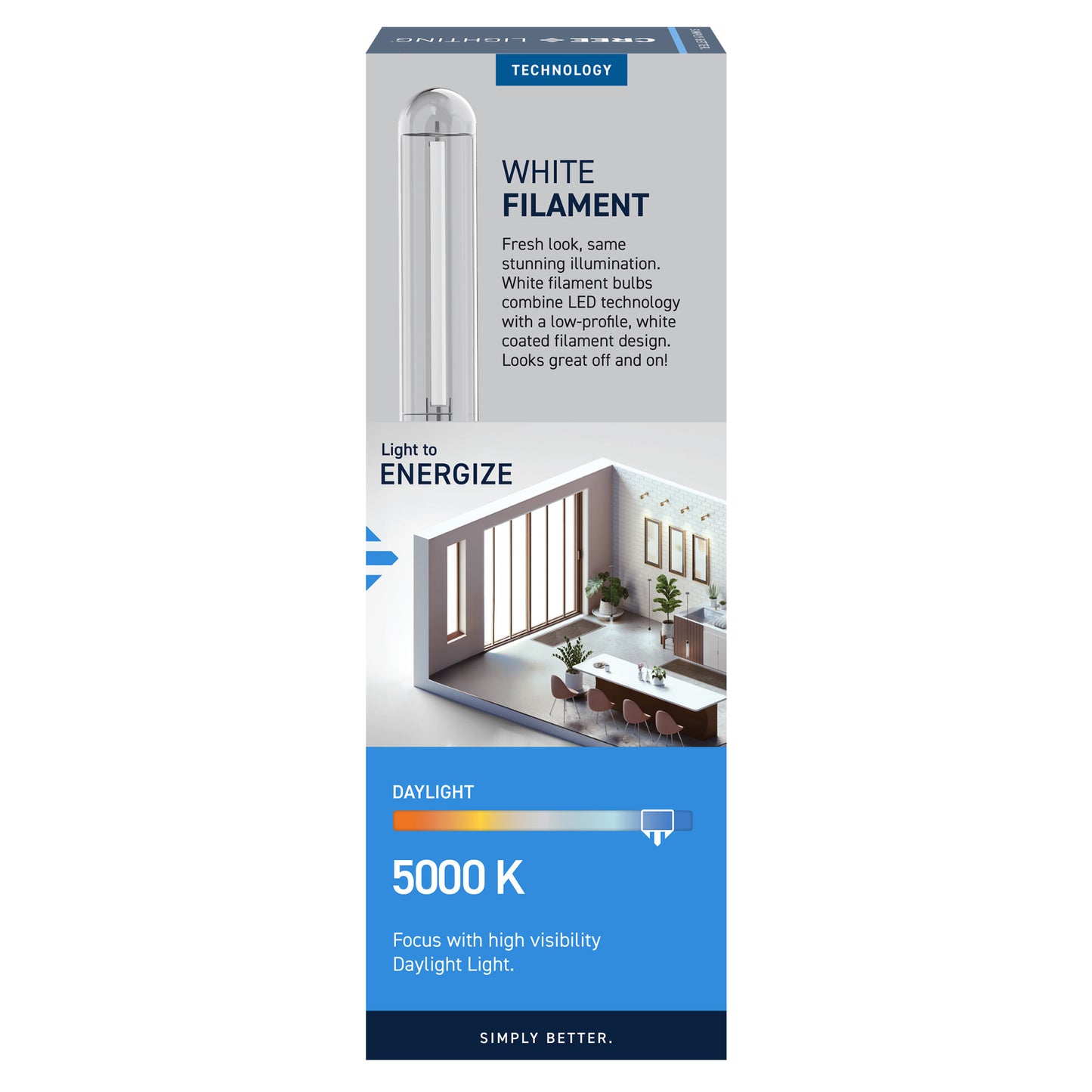 60W Replacement T10 White Filament Daylight Medium E26 Base Dimmable LED Light Bulb (2-Pack)