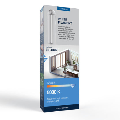 60W Replacement T10 White Filament Daylight Medium E26 Base Dimmable LED Light Bulb (2-Pack)