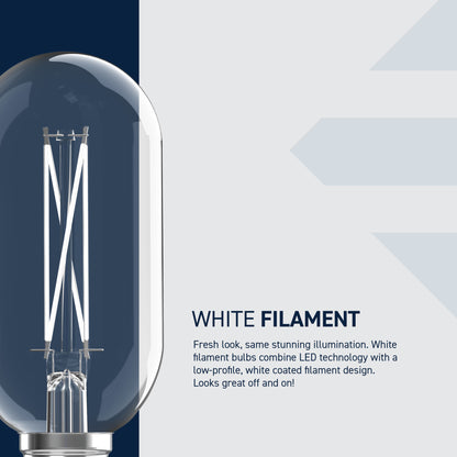 60W Replacement T18 White Filament Switchable White Medium E26 Base Dimmable LED Light Bulb (2-Pack)