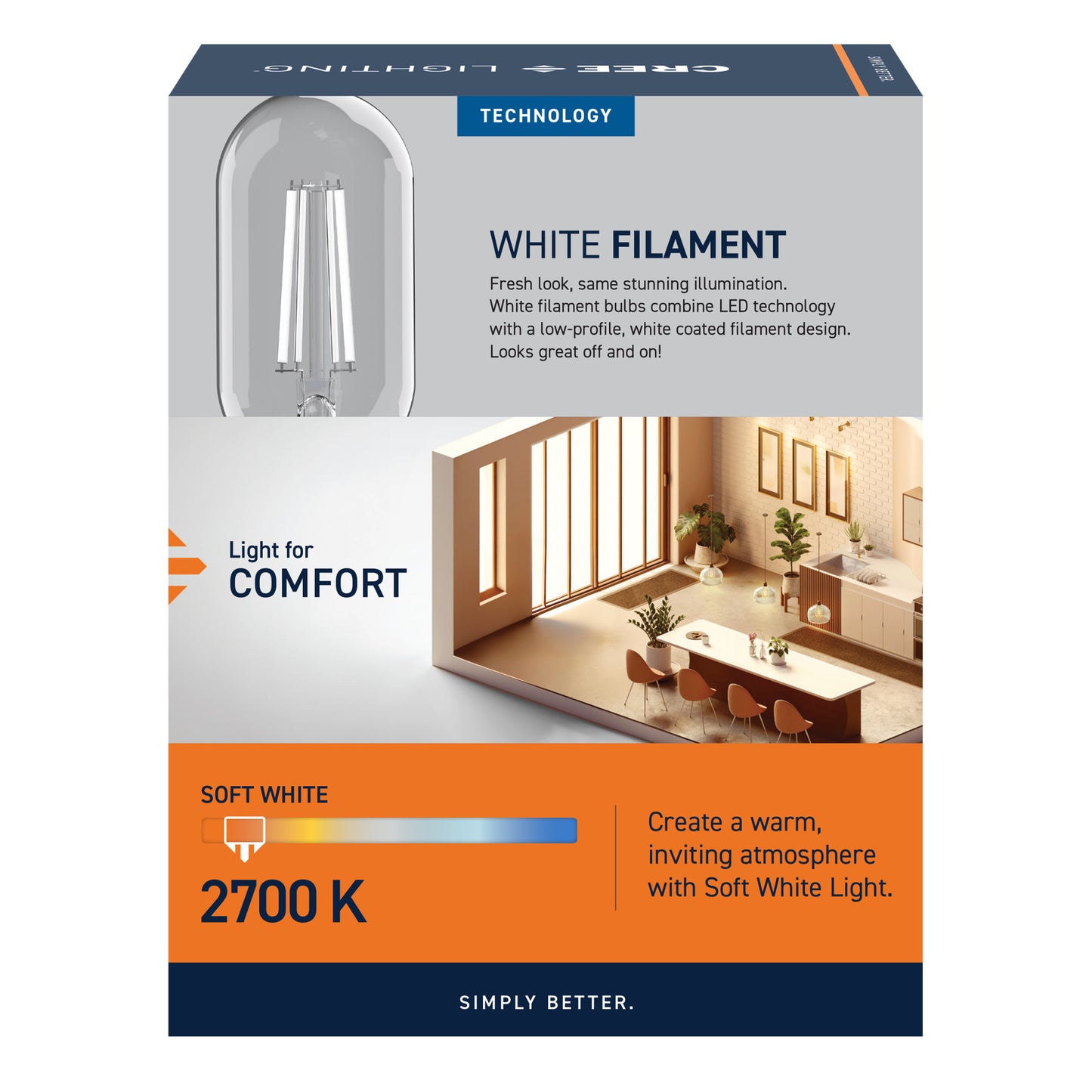 60W Replacement T18 White Filament Soft White Medium E26 Base Dimmable LED Light Bulb (2-Pack)