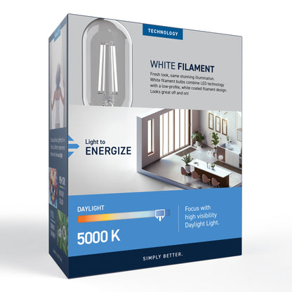 60W Replacement T18 White Filament Daylight Medium E26 Base Dimmable LED Light Bulb (2-Pack)