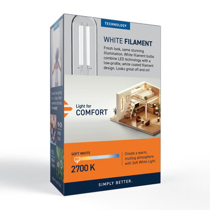 60W Replacement T8 White Filament Soft White Candelabra E12 Base Dimmable LED Light Bulb (2-Pack)