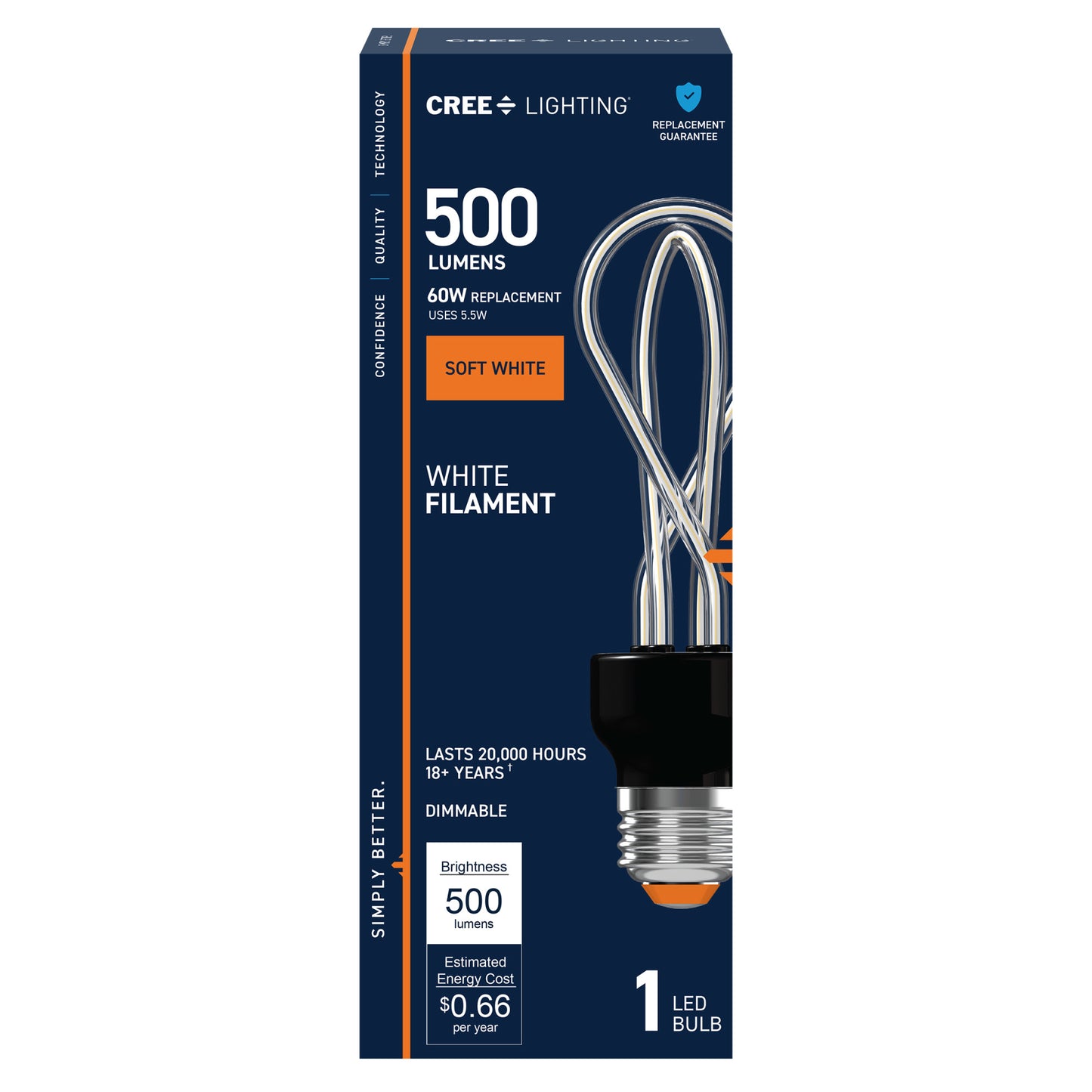 60W Replacement Twist White Filament Soft White Medium E26 Base Dimmable LED Light Bulb