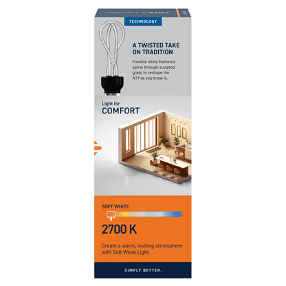 60W Replacement Twist White Filament Soft White Medium E26 Base Dimmable LED Light Bulb