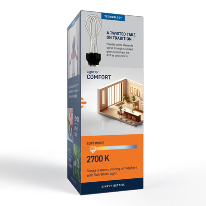 60W Replacement Twist White Filament Soft White Medium E26 Base Dimmable LED Light Bulb