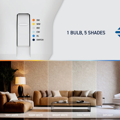 65W Replacement BR30 5 Shades + Switch Mode Medium E26 Base Dimmable LED Light Bulb (2-Pack)