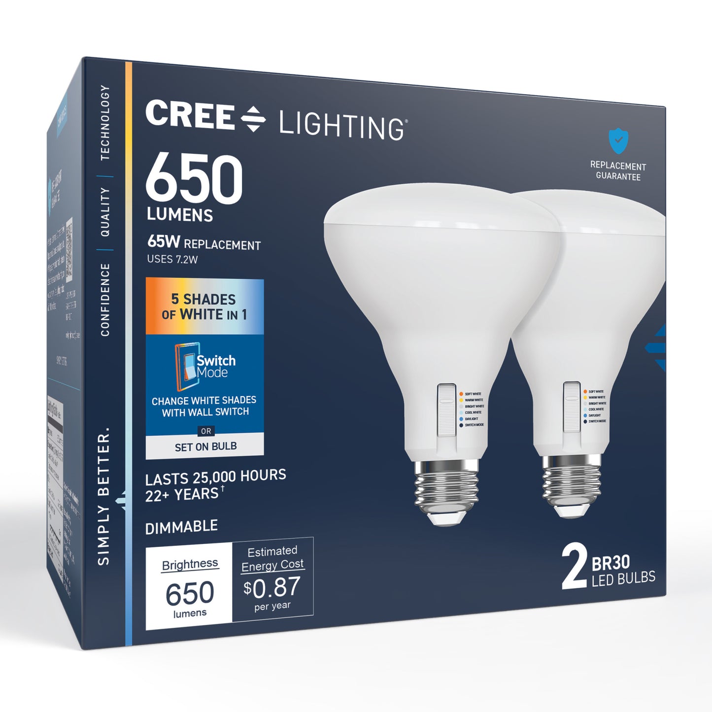 65W Replacement BR30 5 Shades + Switch Mode Medium E26 Base Dimmable LED Light Bulb (2-Pack)