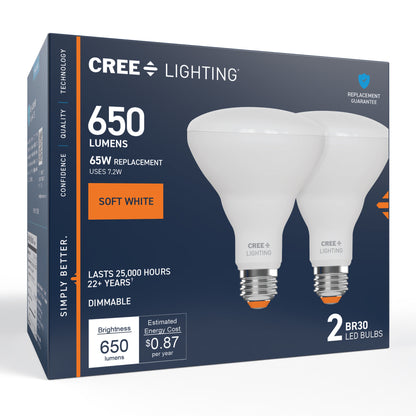 65W Replacement BR30 Soft White Medium E26 Base Dimmable LED Light Bulb (2-Pack)