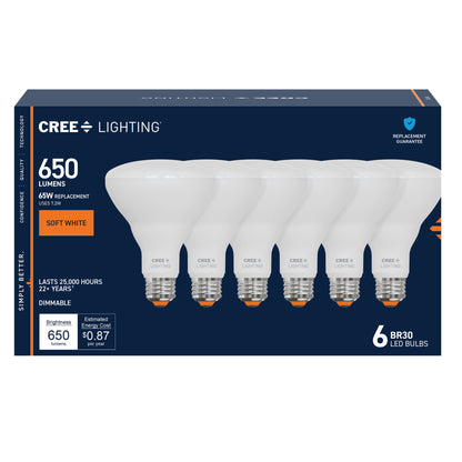 65W Replacement BR30 Soft White Medium E26 Base Dimmable LED Light Bulb (6-Pack)