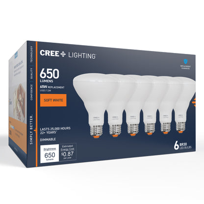 65W Replacement BR30 Soft White Medium E26 Base Dimmable LED Light Bulb (6-Pack)
