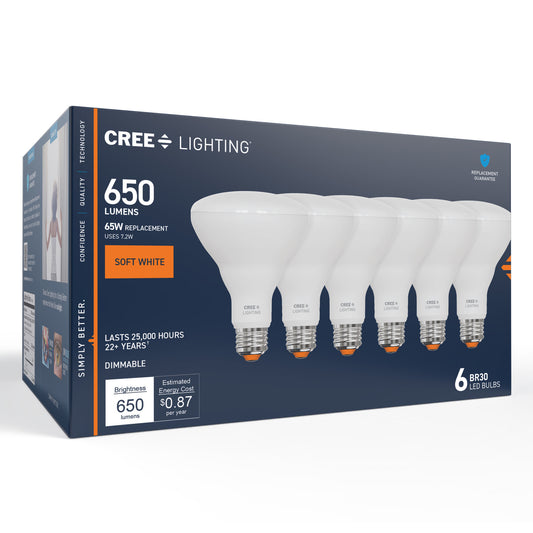 65W Replacement BR30 Soft White Medium E26 Base Dimmable LED Light Bulb (6-Pack)