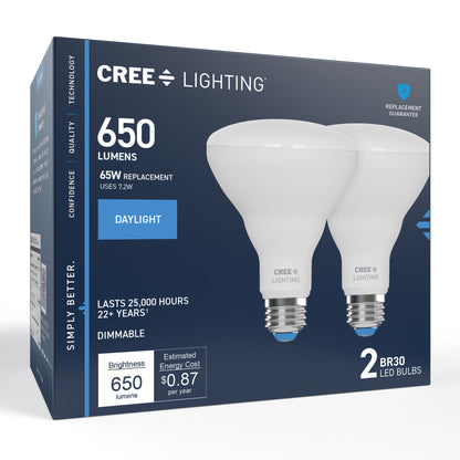 65W Replacement BR30 Daylight Medium E26 Base Dimmable LED Light Bulb (2-Pack)
