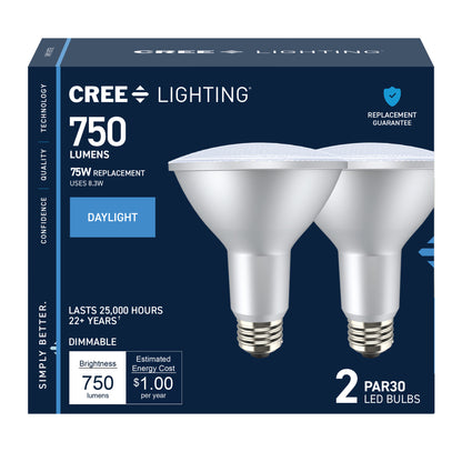 75W Replacement PAR30 Daylight Medium E26 Base Dimmable LED Light Bulb (2-Pack)