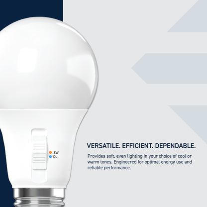 60W Replacement A19 Switchable White Medium E26 Base Dimmable LED Light Bulb (16-Pack)