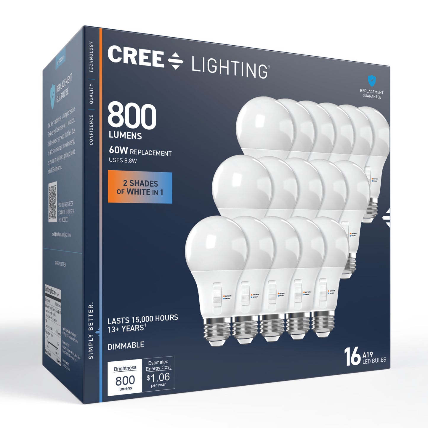 60W Replacement A19 Switchable White Medium E26 Base Dimmable LED Light Bulb (16-Pack)