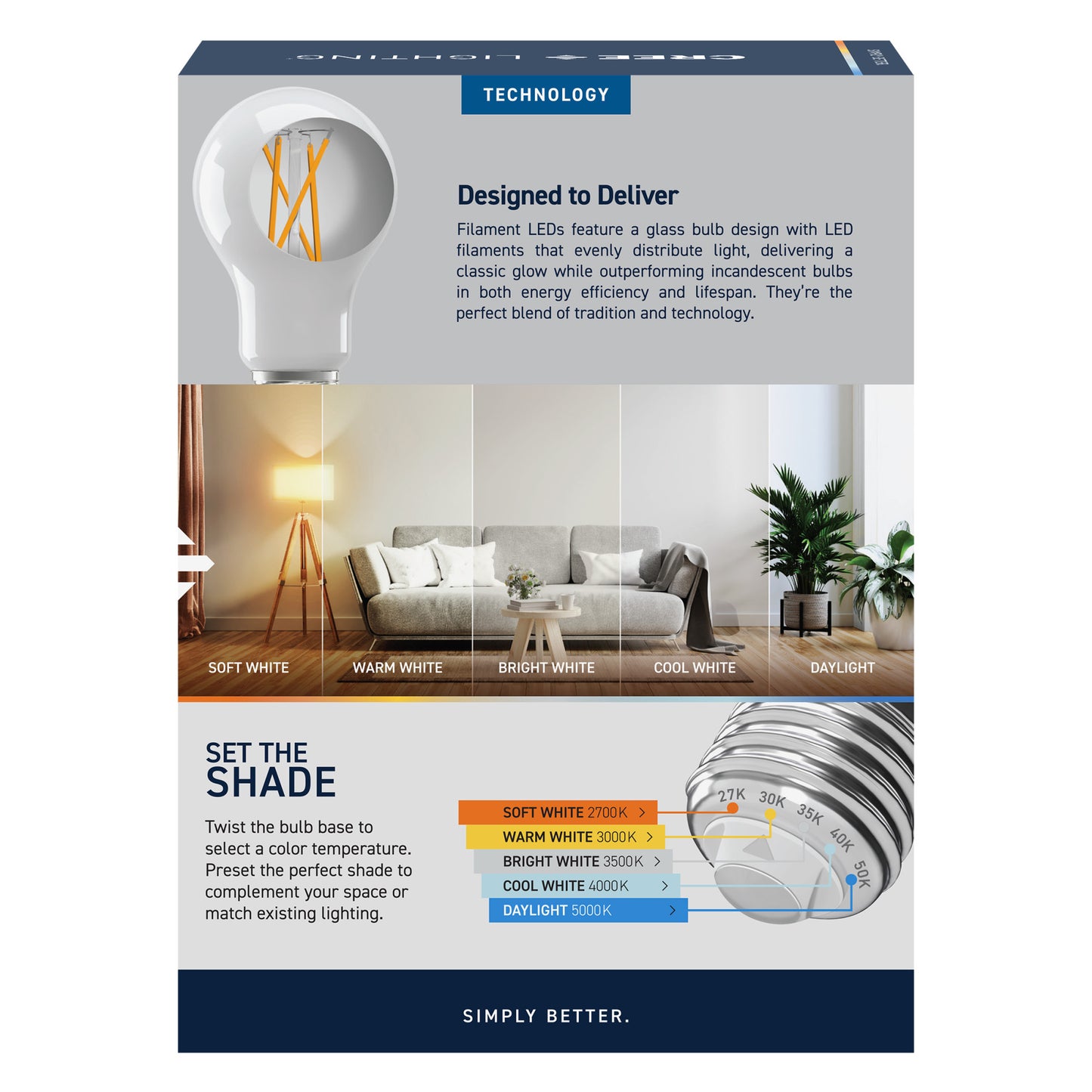 60W Replacement A19 Switchable White Medium E26 Base Dimmable LED Light Bulb (4-Pack)