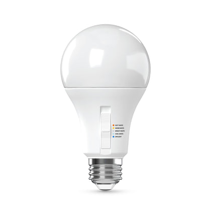 60W Replacement A19 Motion Activated Switchable White Medium E26 Base Non-Dimmable LED Light Bulb