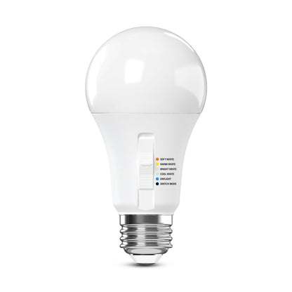 60W Replacement A19 5 Shades + Switch Mode Medium E26 Base Dimmable LED Light Bulb (4-Pack)