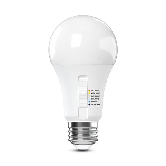 60W Replacement A19 5 Shades + Switch Mode Medium E26 Base Dimmable LED Light Bulb (4-Pack)