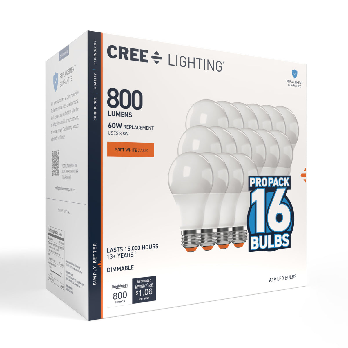60W Replacement A19 Soft White Medium E26 Base Dimmable LED Light Bulb (16-Pack)