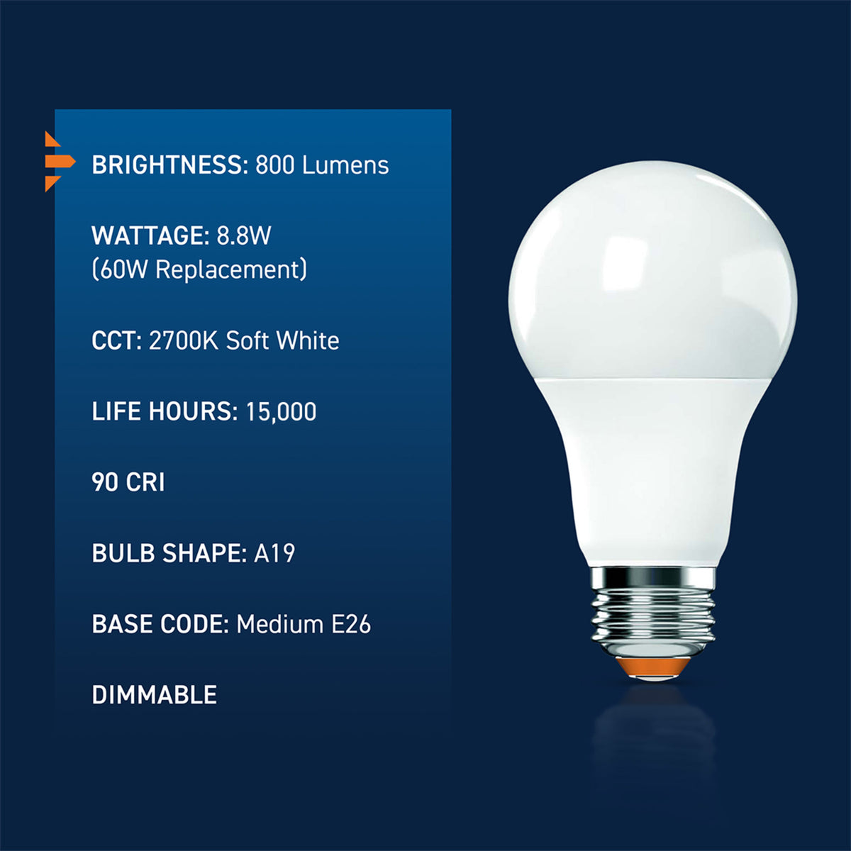 60W Replacement A19 Soft White Medium E26 Base Dimmable LED Light Bulb (16-Pack)