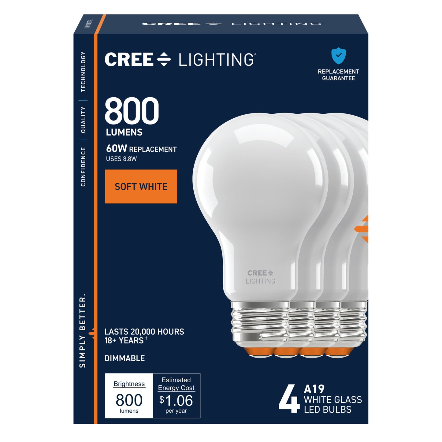 60W Replacement A19 Soft White Medium E26 Base Dimmable LED Light Bulb (4-Pack)