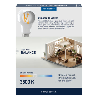 60W Replacement A19 Bright White Medium E26 Base Dimmable LED Light Bulb (4-Pack)